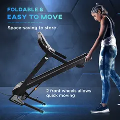 HOMCOM Folding Treadmill, 2.0HP Incline Treadmill Running Machine, 12.8 km/h, with LED Display, Manual Incline, 12 Preset Programs, Drink & Phone Holder for Home Gym Fitness - 4