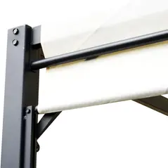 Outsunny Metal Pergola With Canopy Sliding Pergola Canopy 3Lx3Wx2.3H m Garden Gazebo Party Tent Sun Shelter Cover - Cream White/Black - 7