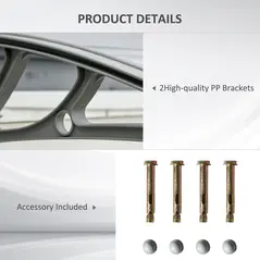 Outsunny Front Door Canopy Outdoor Awning Aluminium Rigid Plastic Polycarbonate Rain Shelter UV Water Rain Resistant 100 x 75cm Clear - 4