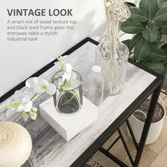 HOMCOM Console Table, Industrial Sofa Table with Metal Frame for Living Room, Hallway, 120 cm, Grey - 4