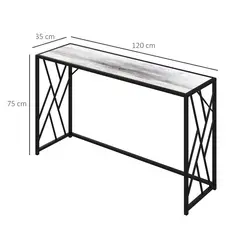 HOMCOM Console Table, Industrial Sofa Table with Metal Frame for Living Room, Hallway, 120 cm, Grey - 2
