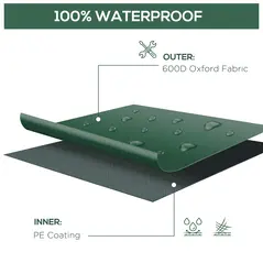 Outsunny Outdoor Garden Furniture Cover Waterproof, Anti-UV 600D Heavy Duty Oxford Fabric Patio Furniture Cover for Rectangular Sofa Table Set, Green, 245 x 165 x 55 cm - 3