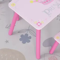 HOMCOM 3 Pcs Kids and Table Chair Set Princess & Crown Theme Home Furniture Pretty Gift 2-4 Years Pink - 7