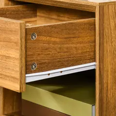 HOMCOM Modern Bedside Table Nightstand, Living Room End Table, Side Table with Drawer and Shelf, Walnut Brown - 7