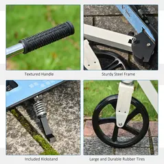 HOMCOM Folding Kids Kick Scooter Ride on Toys-Blue - 6