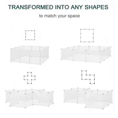 PawHut Pet Playpen DIY Small Animal Cage Open Enclosure Portable Plastic Fence 12 Panels for Hedgehog Guinea Pig White - 5