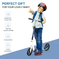HOMCOM Folding Kids Kick Scooter Ride on Toys-Blue - 3