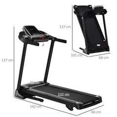 HOMCOM Folding Treadmill, 2.0HP Incline Treadmill Running Machine, 12.8 km/h, with LED Display, Manual Incline, 12 Preset Programs, Drink & Phone Holder for Home Gym Fitness - 2