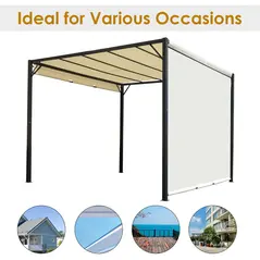 Outsunny Metal Pergola With Canopy Sliding Pergola Canopy 3Lx3Wx2.3H m Garden Gazebo Party Tent Sun Shelter Cover - Cream White/Black - 5