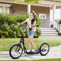 HOMCOM Stunt Scooter, Kids Scooter with 16" Big Wheels, Adjustable Height, Dual Brakes, for Ages 5+ Years, Black - 1