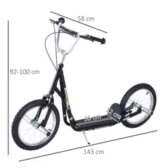 HOMCOM Stunt Scooter, Kids Scooter with 16" Big Wheels, Adjustable Height, Dual Brakes, for Ages 5+ Years, Black - 2