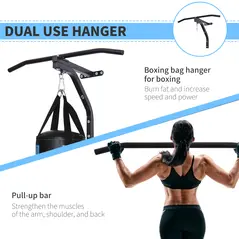 HOMCOM Punching Bag Hanger Wall Mount Bracket Kick Boxing MMA Training Frame Home Fitness Workout Pull Up Bar, Black - 3