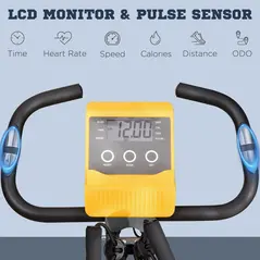 HOMCOM 2-in-1 Folding Exercise Bike with 8-Level Magnetic Resistance, Arm Resistance Band, Pulse Sensor, Yellow - 3