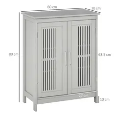 kleankin Modern Bathroom Floor Cabinet - Grey - 2