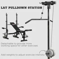 HOMCOM Adjustable Weight Bench with Pulley System, Incline Bench Press Set with Squat Rack, Leg Developer, Butterfly and Weight Storage, for Home Gym Full Body Workout - 4