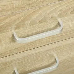 HOMCOM Computer Desk, Home Office Desk with Lockable Drawer, Storage Shelf for Study Bedroom, 110 x 50 x 76 cm, Oak - 8