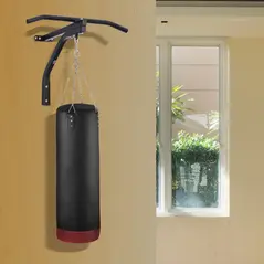 HOMCOM Punching Bag Hanger Wall Mount Bracket Kick Boxing MMA Training Frame Home Fitness Workout Pull Up Bar, Black - 1