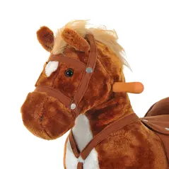 HOMCOM Rocking Horse Kids Ride on Walking Horse Animal Pony Wheeled Riding Plush Toy w/Sound for 2 Years and Up (Brown) - 7