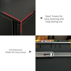 Vinsetto Metal Mobile File Cabinet with Wheels, Lockable 2 Drawer Filing Cabinet for A4, Legal, Letter, Compact Under Desk Storage Unit with Pre-Assembled Body for Home Office, 39 x 48 x 67cm, Black - 6