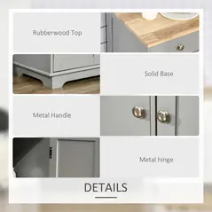 HOMCOM Sideboard with Rubberwood Top and Independent Storage Shelves for Dining Room, Kitchen - Grey - 5