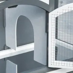 PawHut Rabbit Hutch Outdoor Guinea Pig Hutch 2 Tier Wooden Cage w/ Ramp, Divider, Openable Roof, 125 x 48 x 100cm - Grey - 7