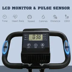 HOMCOM 2-in-1 Folding Exercise Bike with 8-Level Magnetic Resistance, Arm Resistance Band, Pulse Sensor, Green - 3