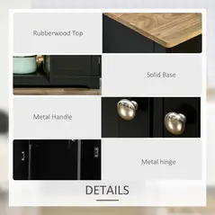 HOMCOM Sideboard with Rubberwood Top and Adjustable Shelves for Dining Room, Kitchen - Black - 5