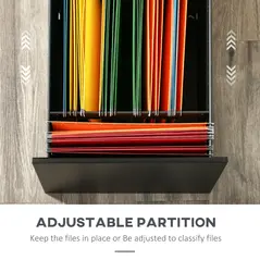 Vinsetto Metal Mobile File Cabinet with Wheels, Lockable 2 Drawer Filing Cabinet for A4, Legal, Letter, Compact Under Desk Storage Unit with Pre-Assembled Body for Home Office, 39 x 48 x 67cm, Black - 5