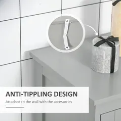 kleankin Modern Bathroom Floor Cabinet - Grey - 6