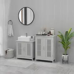 kleankin Modern Bathroom Floor Cabinet - Grey - 8