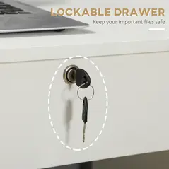 HOMCOM Computer Desk, Home Office Desk with Lockable Drawer, Storage Shelf for Study Bedroom, 110 x 50 x 76 cm, White - 3