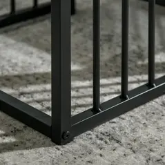 HOMCOM Modern Coffee Table Set of Two, Marble-Effect Nesting Side Tables with Steel Frame for Living Room, White, Black - 8