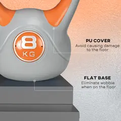 SPORTNOW Kettlebell, 8kg Kettle Bells with Handle for Home Gym Weight Lifting and Strength Training, Orange and Grey - 5