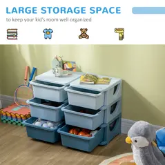 HOMCOM Kids Storage Unit, with Six Drawers - Blue - 3