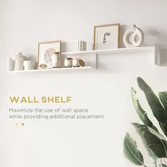 HOMCOM TV Cabinet with Wall Shelf for Wall-Mounted 65" TVs or Standing 40" TVs - White and Natural - 5