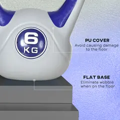 SPORTNOW Kettlebell, 6kg Kettle Bells with Handle for Home Gym Weight Lifting and Strength Training, Purple and Grey - 5