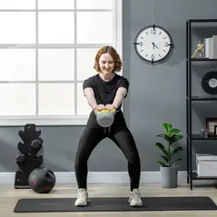 SPORTNOW Kettlebell, 4kg Kettle Bells with Handle for Home Gym Weight Lifting and Strength Training, Yellow and Grey - 1