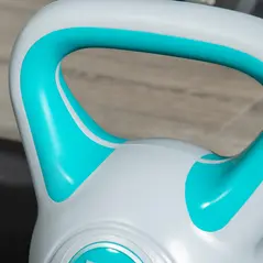 SPORTNOW Kettlebell, 10kg Kettle Bells with Handle for Home Gym Weight Lifting and Strength Training, Light Blue and Grey - 8