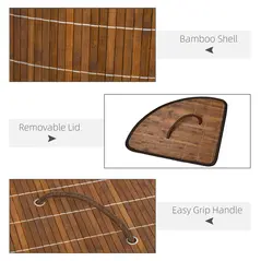 HOMCOM Bamboo Laundry Basket with Lid, 55 Litres Laundry Hamper with Removable Washable Lining,  Corner Washing Baskets, 38 x 38 x 57cm, Brown - 5