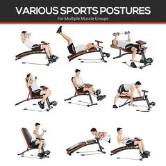 HOMCOM Adjustable Reclined Dumbbell Bench Weight Lifting Set Folding Sit Up Ab Bench Home Training Gym Multiuse Workout Exercise Fitness with 2 x 4kg Dumbbells - 5