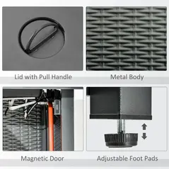 Outsunny Square Propane Gas Fire Pit Table, 40000 BTU Rattan Smokeless Firepit Patio Heater with Protective Cover, Glass beads and Lid, 71cm x 71cm x 63cm, Black - 7