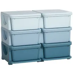 HOMCOM Kids Storage Unit, with Six Drawers - Blue - 1