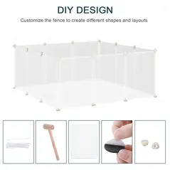 PawHut Pet Playpen DIY Small Guinea Pigs Hutches Fence 12 Panels for Kitten Bunny Chinchilla - 3
