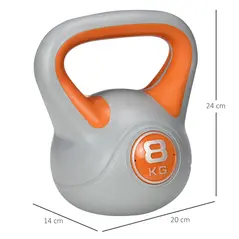 SPORTNOW Kettlebell, 8kg Kettle Bells with Handle for Home Gym Weight Lifting and Strength Training, Orange and Grey - 2