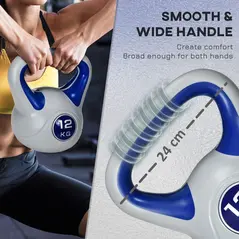 SPORTNOW Kettlebell, 12kg Kettle Bells with Handle for Home Gym Weight Lifting and Strength Training, Dark Blue and Grey - 3