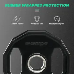 SPORTNOW Olympic Weight Plates Set, Metal and Rubber Bumper Plates Weights Discs with 2"/5cm Holes, for Home Gym Weight Lifting Strength Training, 2 x 5kg, Black - 5