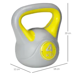 SPORTNOW Kettlebell, 4kg Kettle Bells with Handle for Home Gym Weight Lifting and Strength Training, Yellow and Grey - 2