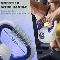 SPORTNOW Kettlebell, 6kg Kettle Bells with Handle for Home Gym Weight Lifting and Strength Training, Purple and Grey - 3