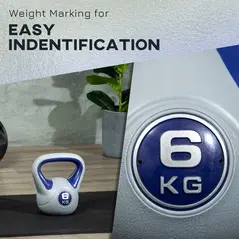 SPORTNOW Kettlebell, 6kg Kettle Bells with Handle for Home Gym Weight Lifting and Strength Training, Purple and Grey - 4