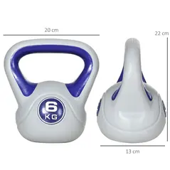 SPORTNOW Kettlebell, 6kg Kettle Bells with Handle for Home Gym Weight Lifting and Strength Training, Purple and Grey - 2